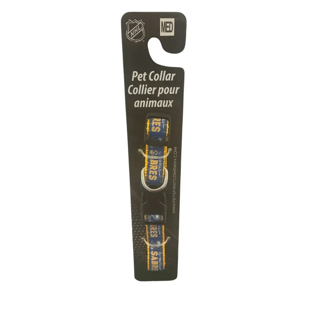 Pets First NHL Buffalo Sabres Pet Collar Medium Blue Gold NWT Hockey Dog Cat